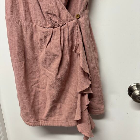 Free People Call It Simple Love Wrap Mini Dress Blush Pink Size Medium Cotton - Picture 3 of 9